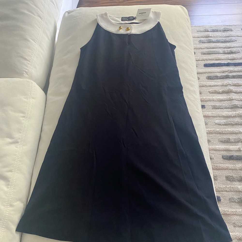 Navy blue and white collared dress. New with tags